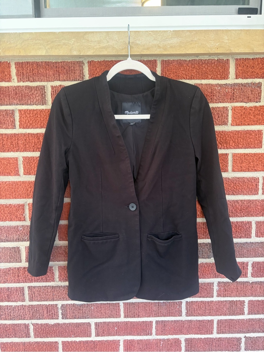 Madewell Black Single-Button V-Neck Blazer